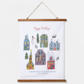 Weihnachtshäuser | wandteppich mit holzrahmen (Vorderseite)