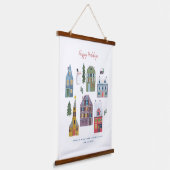 Weihnachtshäuser | wandteppich mit holzrahmen (Gewinkelt)