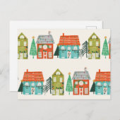 Weihnachtshäuser Weiß Postkarte (Vorne/Hinten)