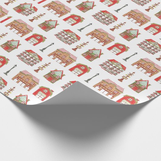 Weihnachtshäuser Wrapping Papers Geschenkpapier (Ecke)