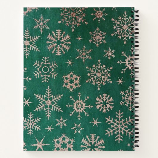 Weihnachtsheft in Grün und Goldschnee Notizblock (Rückseite)