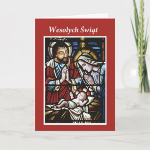 Weihnachtsheilige Familie, Deutscher, Buntglas Feiertagskarte
