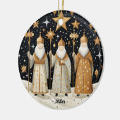 Weihnachtsheilige Individuelle Name und Foto Keramik Ornament (Links)