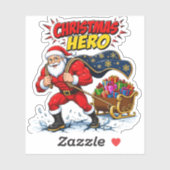 Weihnachtsheld Comic Santa Claus Aufkleber (Blatt)