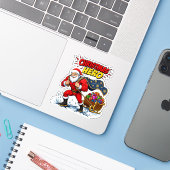 Weihnachtsheld Comic Santa Claus Aufkleber (Laptop mit iPhone)
