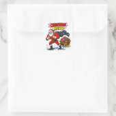 Weihnachtsheld Comic Santa Claus Quadratischer Aufkleber (Tasche)