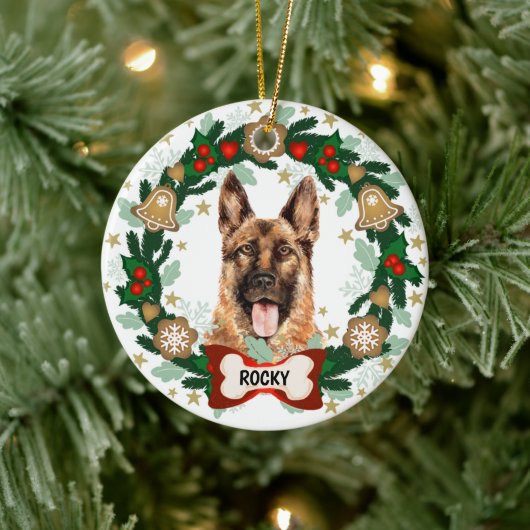 Weihnachtsheld des Deutschen Schäferhundes - Krüme Keramik Ornament (Baum)