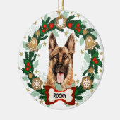 Weihnachtsheld des Deutschen Schäferhundes - Krüme Keramik Ornament (Links)