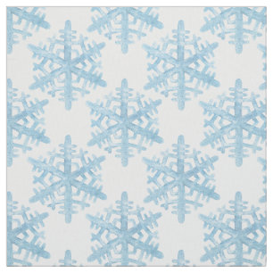 Weihnachtshellblaues Aquarell-Schneeflocke-Muster Stoff