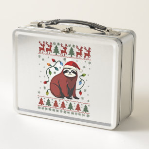 Weihnachtshemd für Faultierliebhaber-Geschenk Sant Metall Brotdose