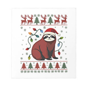 Weihnachtshemd für Faultierliebhaber Geschenk Sant Notizblock