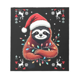 Weihnachtshemd für Faultierliebhaber-Geschenk Sant Notizblock