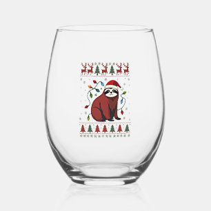 Weihnachtshemd für Faultierliebhaber-Geschenk Sant Weinglas Ohne Stiel