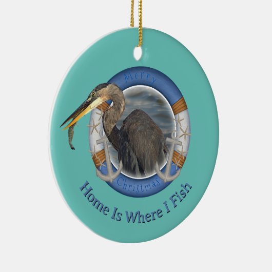 Weihnachtsheronfischerei Keramik Ornament (Rechts)