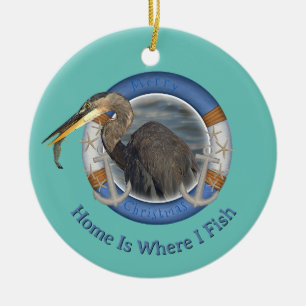 Weihnachtsheronfischerei Keramik Ornament