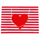 Weihnachtsherz auf Roten Weißen Streifen Große Geschenktüte (Vorderseite)