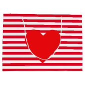 Weihnachtsherz auf Roten Weißen Streifen Große Geschenktüte (Rückseite)