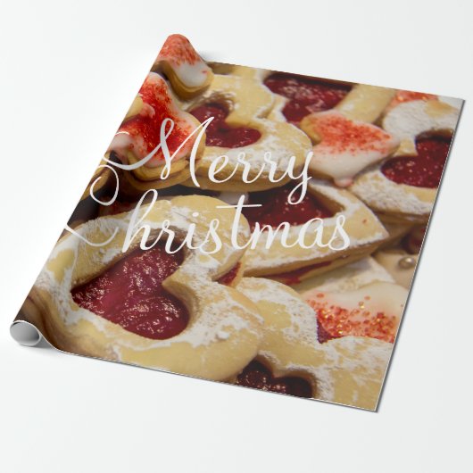 Weihnachtsherz Gestreiftes Zucker-Keks-Wrapping Pa Geschenkpapier (Ungerollt)