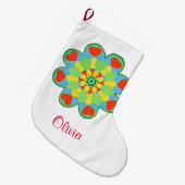 Weihnachtsherz Mandala Großer Weihnachtsstrumpf (Vorderansicht (hängend))