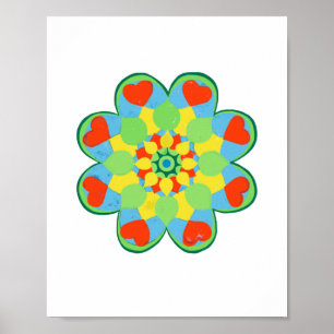 Weihnachtsherz Mandala Poster