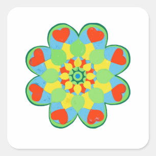 Weihnachtsherz Mandala Quadratischer Aufkleber