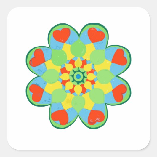 Weihnachtsherz Mandala Quadratischer Aufkleber (Vorderseite)