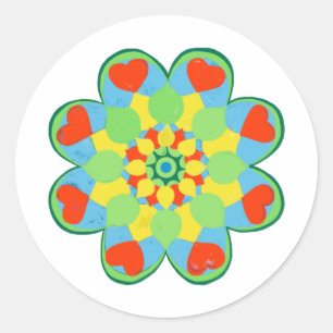 Weihnachtsherz Mandala Runder Aufkleber