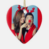 Weihnachtsherz mit Jahr Custom Foto on Red Keramik Ornament (Rechts)