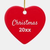 Weihnachtsherz mit Jahr Custom Foto on Red Keramik Ornament (Hinten)