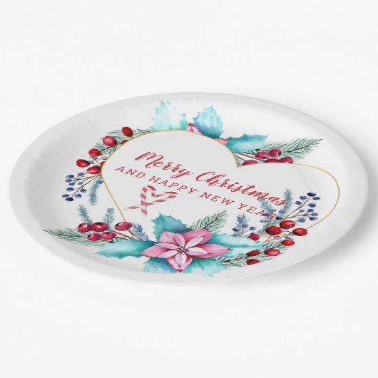 Weihnachtsherz Pappteller (Schrägansicht)