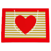 Weihnachtsherz & Streifen Große Geschenktüte (Vorderseite)