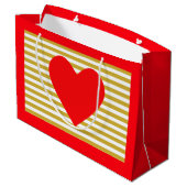 Weihnachtsherz & Streifen Große Geschenktüte (Rückseite Schrägansicht)