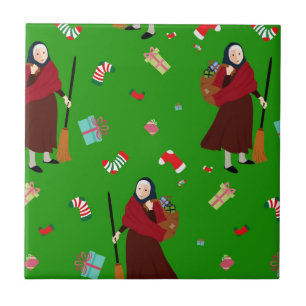 Weihnachtshexe Befana Fliese