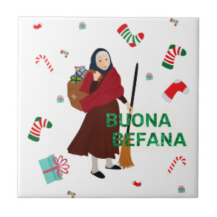 Weihnachtshexe Buona Befana Fliese
