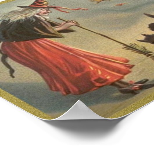 Weihnachtshexe, Katze Poster (Ecke)