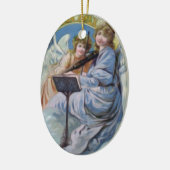 Weihnachtshimmlische Engel, die Violine spielen Keramik Ornament (Links)