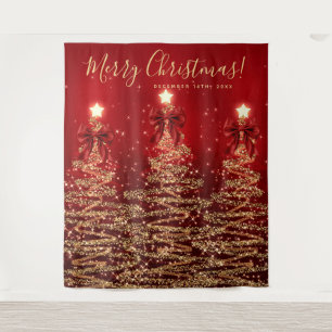 Weihnachtshintergrund Goldrote Weihnachtsbäume mit Wandteppich