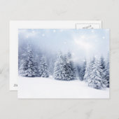 Weihnachtshintergrund mit schneebedeckten Bäumen 2 Feiertagspostkarte (Vorne/Hinten)