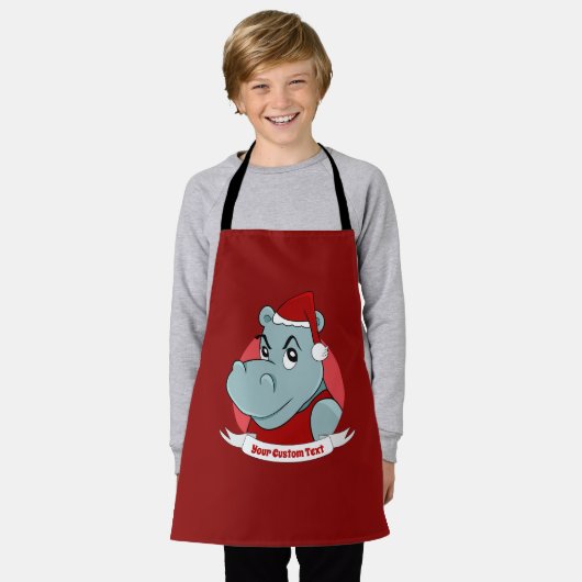Weihnachtshippo-Cartoon Schürze (Getragen)