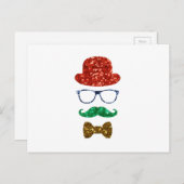 WeihnachtsHipsterschnurrbart Feiertagspostkarte (Vorne/Hinten)