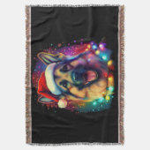 Weihnachtshirdhund mit Weihnachtsmannmütze Decke (Vorderseite Vertikal)