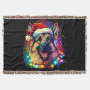 Weihnachtshirdhund mit Weihnachtsmannmütze Decke