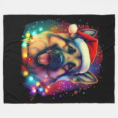 Weihnachtshirdhund mit Weihnachtsmannmütze Fleecedecke (Vorderseite (Horizontal))