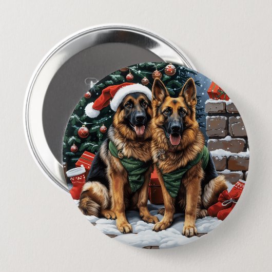 Weihnachtshirdhunde Button (Vorne & Hinten)