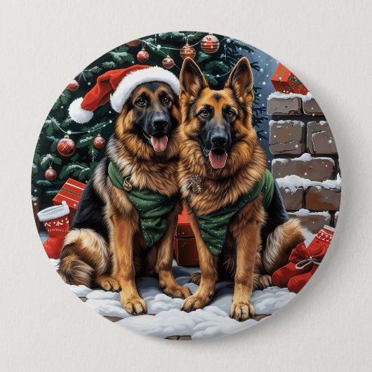 Weihnachtshirdhunde Button (Vorderseite)