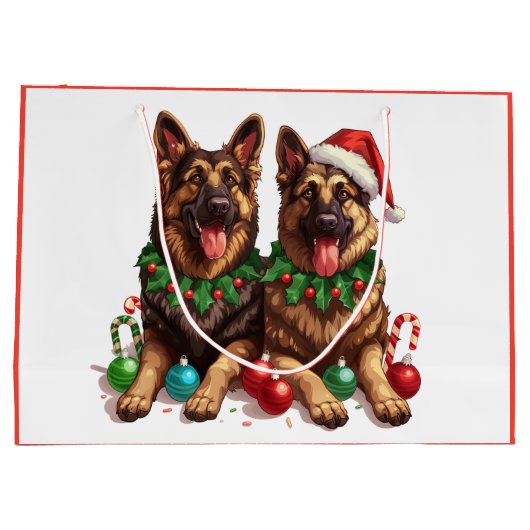 Weihnachtshirdhunde Große Geschenktüte (Rückseite)