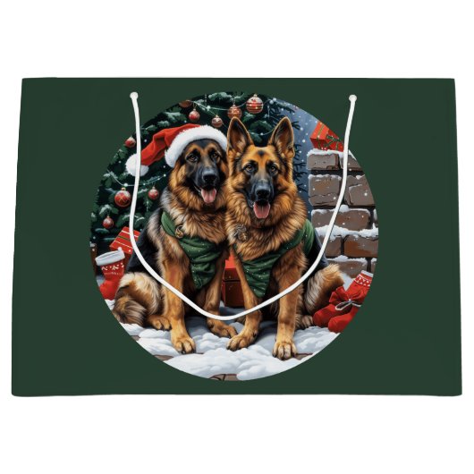 Weihnachtshirdhunde Große Geschenktüte (Vorderseite)