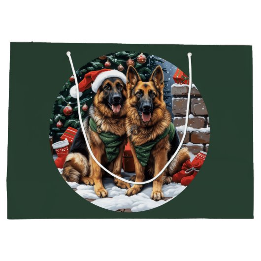 Weihnachtshirdhunde Große Geschenktüte (Rückseite)