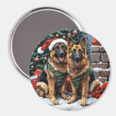 Weihnachtshirdhunde Magnet (Vorderseite/Rückseite)