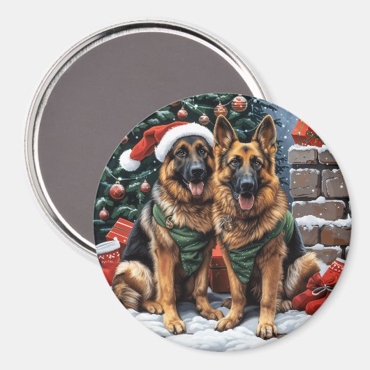 Weihnachtshirdhunde Magnet (Vorderseite/Rückseite)